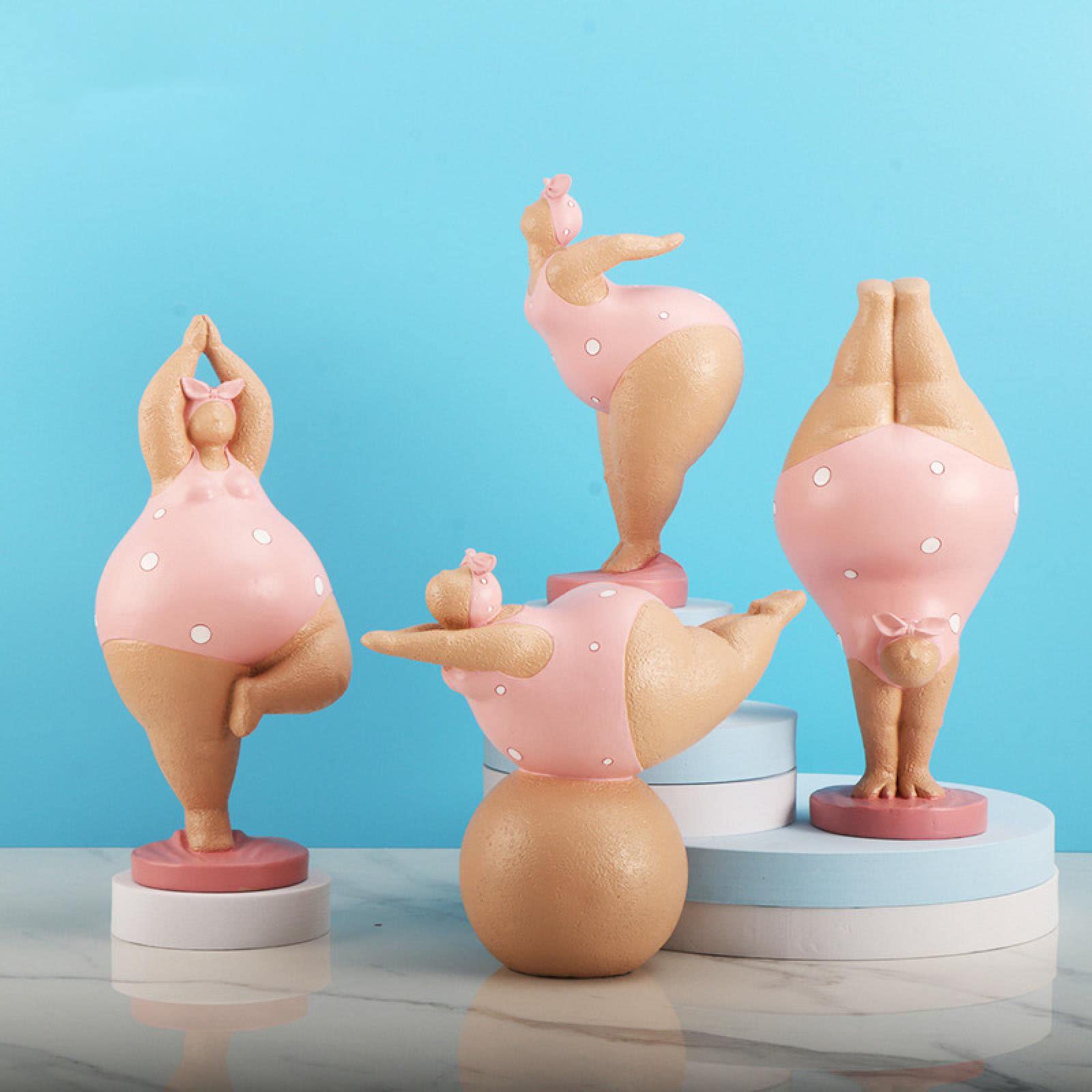 mozhixue Fat Lady Figurines Art Decor Woman Sculpture Figurine